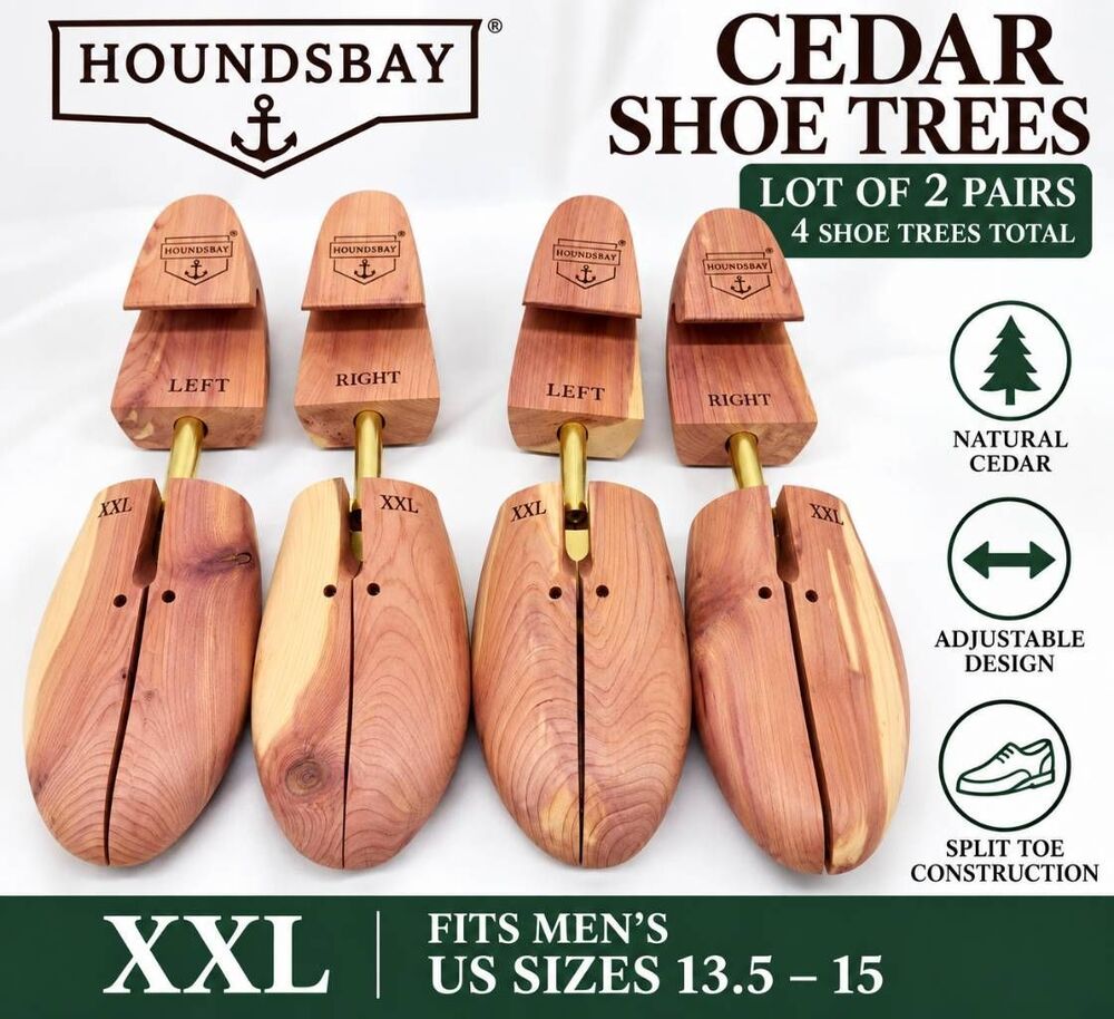 HoundsBay Cedar Shoe Trees Men’s XXL 13.5-15 Lot 2 Pairs New